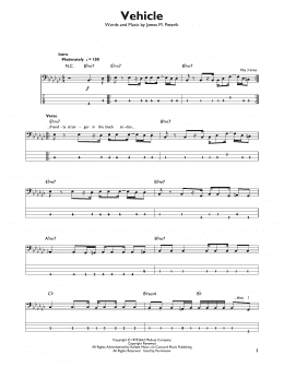 page one of Vehicle (Easy Bass Tab)