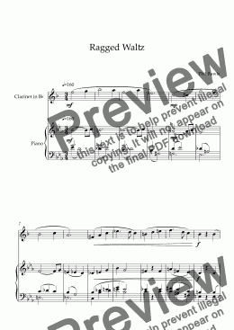 page one of Ragged Waltz - Clarinet Solo