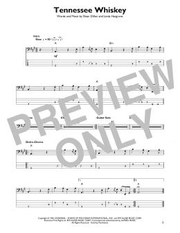 page one of Tennessee Whiskey (Easy Bass Tab)
