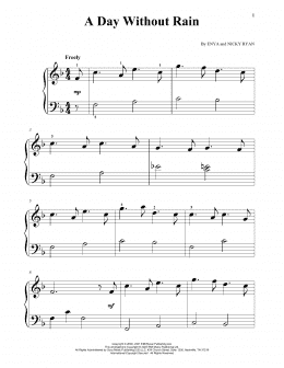 page one of A Day Without Rain (Beginning Piano Solo)