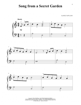 page one of Song From A Secret Garden (Beginning Piano Solo)