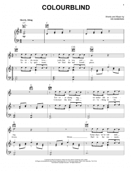 page one of Colourblind (Piano, Vocal & Guitar Chords (Right-Hand Melody))