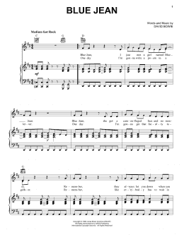 page one of Blue Jean (Piano, Vocal & Guitar Chords (Right-Hand Melody))