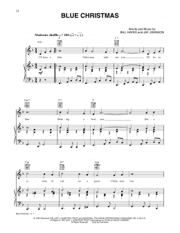 page one of Blue Christmas (Piano, Vocal & Guitar Chords (Right-Hand Melody))