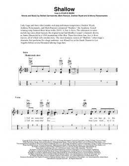 page one of Shallow (from A Star Is Born) (Easy Ukulele Tab)