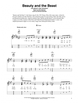 page one of Beauty And The Beast (Easy Ukulele Tab)