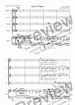 page one of Snow-Flakes (Henry Wadsworth Longfellow) for S.A.T.B. Choir and Piano