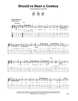 page one of Should've Been A Cowboy (Easy Guitar Tab)