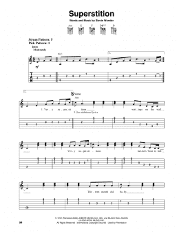 page one of Superstition (Easy Guitar Tab)