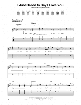 page one of I Just Called To Say I Love You (Easy Guitar Tab)