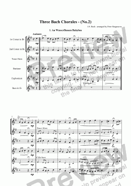 page one of Three Bach Chorales for Brass Sextet