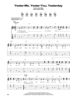page one of Yester-Me, Yester-You, Yesterday (Easy Guitar Tab)
