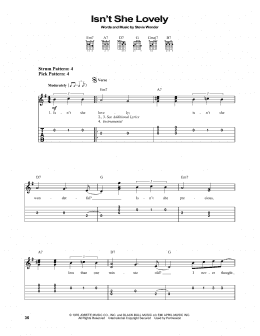 page one of Isn't She Lovely (Easy Guitar Tab)