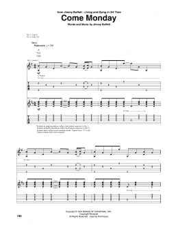 page one of Come Monday (Guitar Tab)