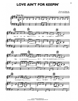 page one of Love Ain't For Keeping (Piano, Vocal & Guitar Chords (Right-Hand Melody))