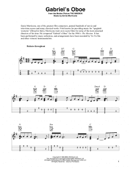 page one of Gabriel's Oboe (from The Mission) (Easy Ukulele Tab)