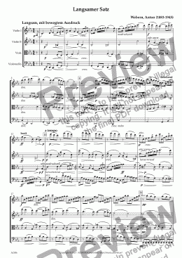 page one of Langsamer Satz for String Quartet