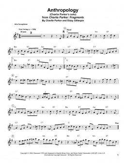 page one of Anthropology (Alto Sax Transcription)