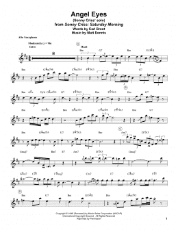 page one of Angel Eyes (Alto Sax Transcription)