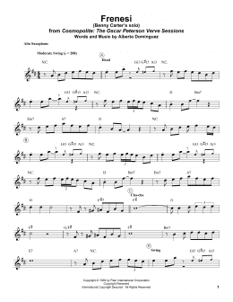 page one of Frenesí (Alto Sax Transcription)