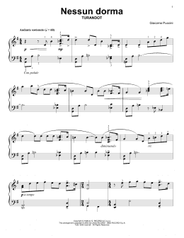 page one of Nessun Dorma (Easy Piano Solo)