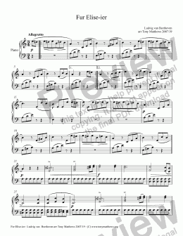 page one of Fur Elise (Easy Arrangment)...  Fur Elise-ier  (Piano Solo)