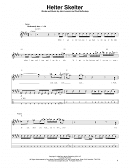 page one of Helter Skelter (Bass Guitar Tab)