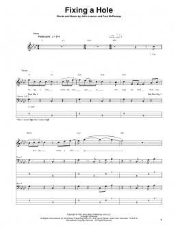 page one of Fixing A Hole (Bass Guitar Tab)