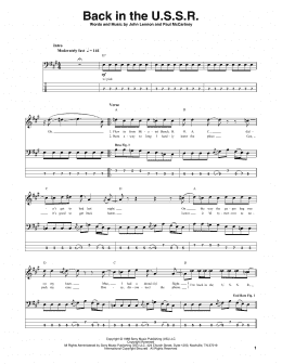 page one of Back In The U.S.S.R. (Bass Guitar Tab)