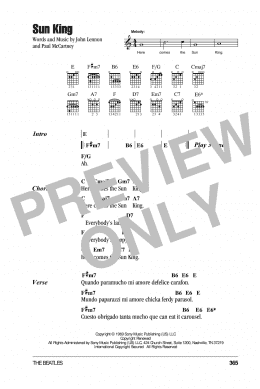 page one of Sun King (Guitar Chords/Lyrics)
