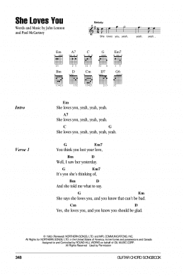 page one of She Loves You (Guitar Chords/Lyrics)