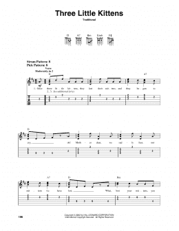 page one of Three Little Kittens (Easy Guitar Tab)