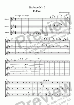 page one of Brahms, Sinfonie Nr. 2 D-Dur op. 73 – Flöte 1&2