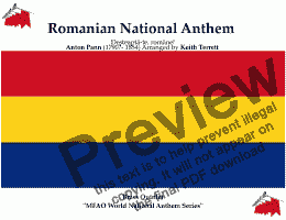 page one of Romanian National Anthem  (Deșteaptă-te, române!) for Brass Quintet