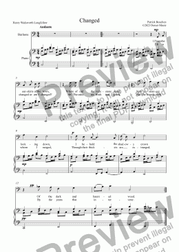 page one of Changed (Longfellow) for Baritone voice and Piano