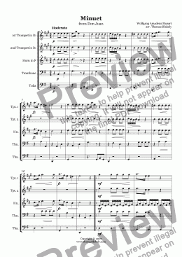 page one of Minuet from Don Juan for Brass Quintet