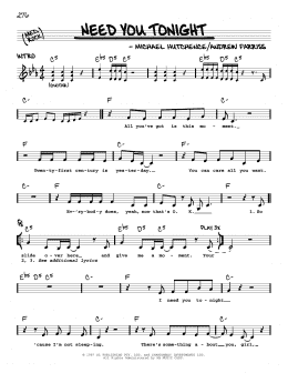 page one of Need You Tonight (Real Book – Melody, Lyrics & Chords)