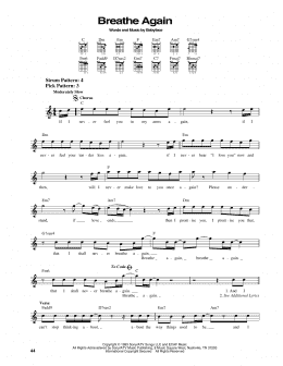 page one of Breathe Again (Easy Guitar)