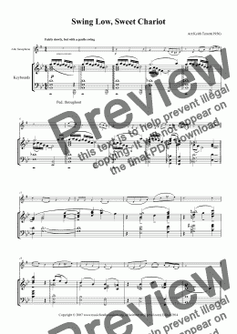 page one of Swing Low, Sweet Chariot for Eb Alto Saxophone & Piano