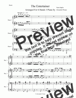 page one of The Entertainer - Scott Joplin - Alexander Pomaz - 6 Hands 1 Piano