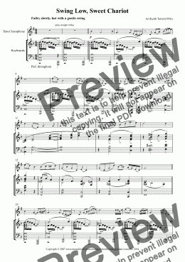page one of Swing Low, Sweet Chariot for Bb Tenor Saxophone & Keyboard