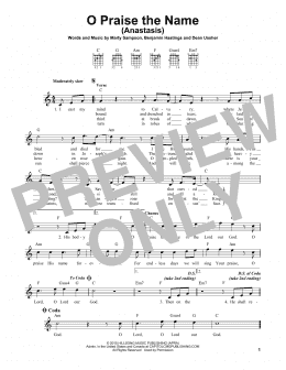 page one of O Praise The Name (Anastasis) (Easy Guitar)