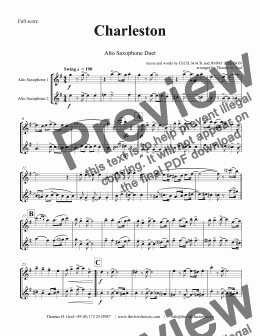 page one of Charleston - 20ths Classic - Alto Saxophone Duet - Bb