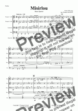 page one of Misirlou - Pulp Fiction - Brass Quartet - Bb