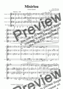 page one of Misirlou - Pulp Fiction - Clarinet Quartet - Eb