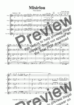 page one of Misirlou - Pulp Fiction - Flute Quintet - C