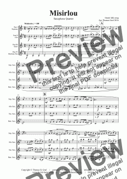 page one of Misirlou - Pulp Fiction - Saxophone Quartet - Bb