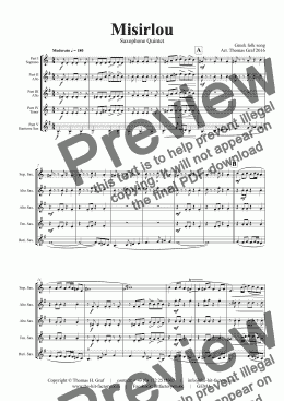 page one of Misirlou - Pulp Fiction - Saxophone Quintet - Bb