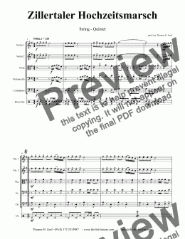 page one of Zillertaler Hochzeitsmarsch - October Fest - String Orchestra - G - Score and parts