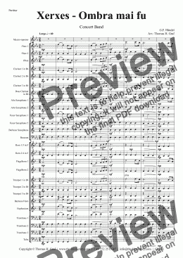 page one of Xerxes Largo - Ombra mai fu - Concert Band - Eb - Score and parts
